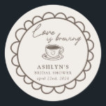 Hand Drawn Coffee Theme Bridal Shower Sticker<br><div class="desc">Indulge in Romance with Our Hand Drawn Love is Brewing Bridal Shower Sticker! Attention all coffee-loving brides-to-be! Dive into the delightful world of our "Love is Brewing" bridal shower invitation, where love and caffeine unite in perfect harmony. With its elegant design and customizable details, our invitation allows you to add...</div>