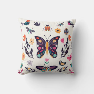 Hand drawn collection of spring summer elements wi cushion