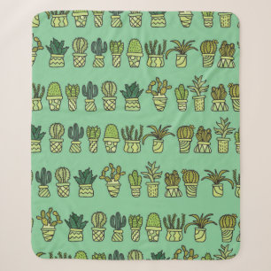 Hand-drawn collection with cactus doodles. Plants Sherpa Blanket