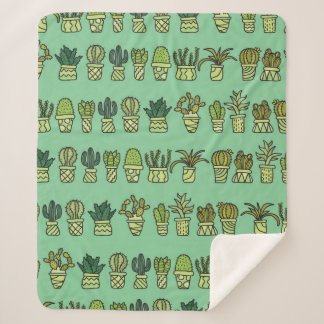 Hand-drawn collection with cactus doodles. Plants  Sherpa Blanket