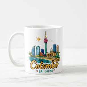 Hand Drawn Colombo Sri Lanka Travel Art Landmark Coffee Mug