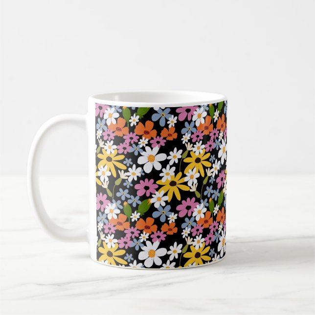  Hand-drawn Colorful Botanical Seamless Pattern Coffee Mug (Left)