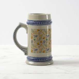 Hand Drawn Colorful Floral Pattern-23595 Beer Stein