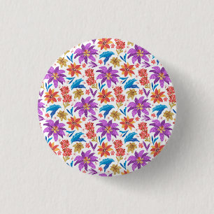 Hand Drawn Colourful Exotic Floral Pattern-70703 3 Cm Round Badge
