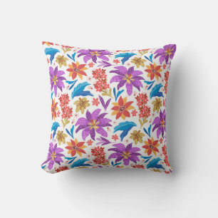 Hand Drawn Colourful Exotic Floral Pattern-70703 Cushion
