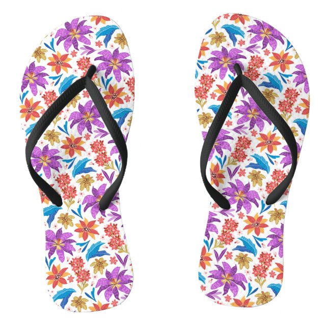 Hand Drawn Colourful Exotic Floral Pattern-70703 Jandals (Footbed)