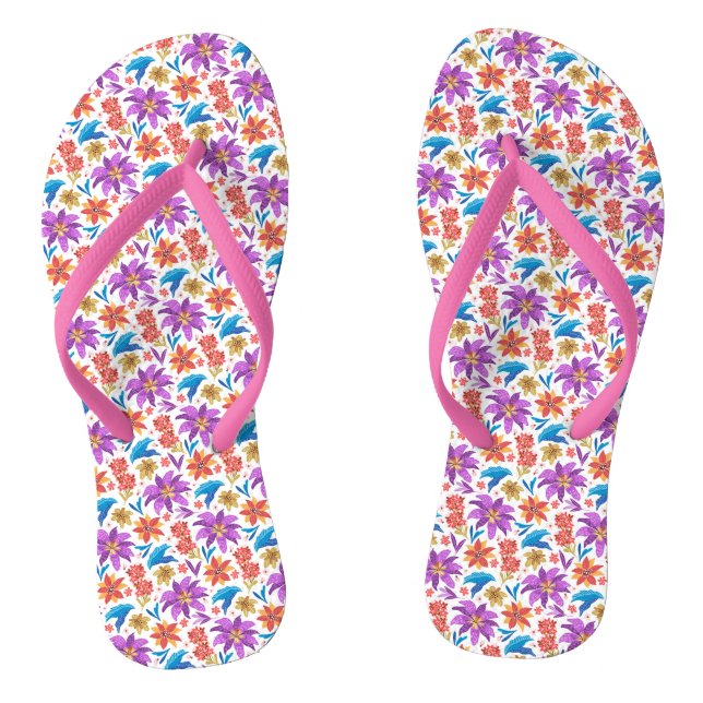Hand Drawn Colourful Exotic Floral Pattern-70703 Jandals (Footbed)