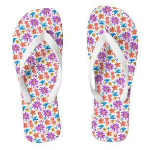 Hand Drawn Colourful Exotic Floral Pattern-70703 Jandals