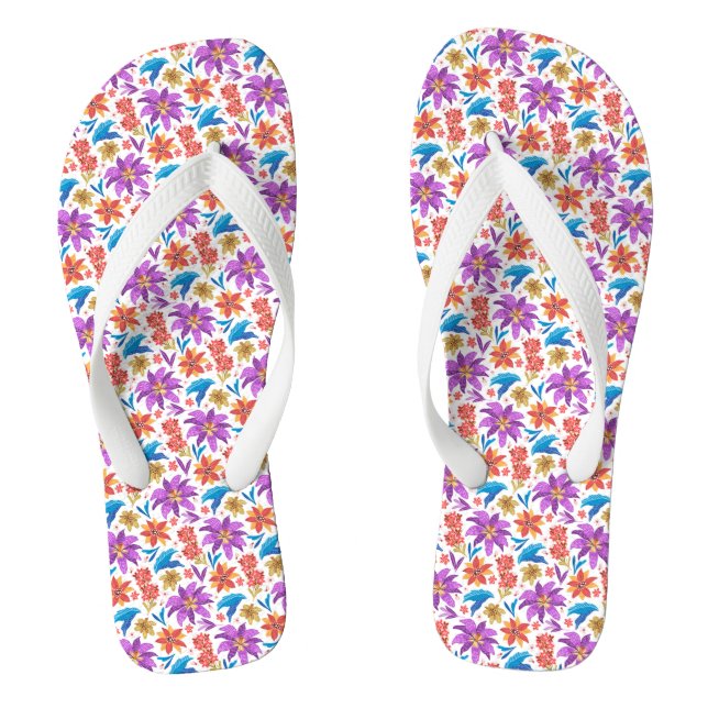 Hand Drawn Colourful Exotic Floral Pattern-70703 Jandals (Footbed)