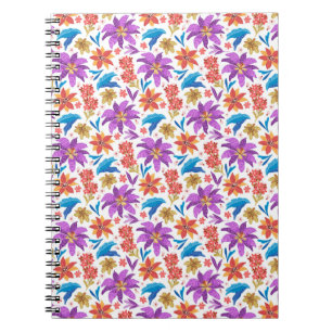 Hand Drawn Colourful Exotic Floral Pattern-70703 Notebook