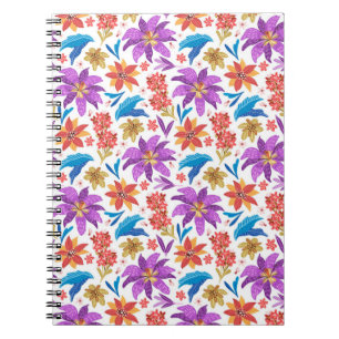 Hand Drawn Colourful Exotic Floral Pattern-70703 Notebook