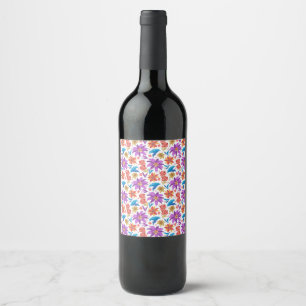 Hand Drawn Colourful Exotic Floral Pattern-70703 Wine Label