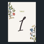 Hand Drawn Colourful Floral Bridal Shower Table Number<br><div class="desc">Quirky and whimsical table number with a colourful flower doodle design,  accompanied by a casual,  handwritten font.</div>