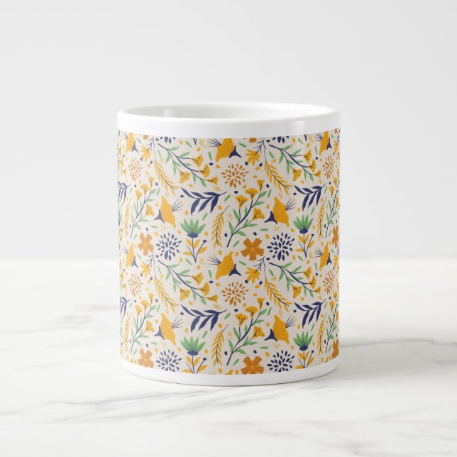 Hand Drawn Colourful Floral Pattern-23595 Large Coffee Mug (Front)