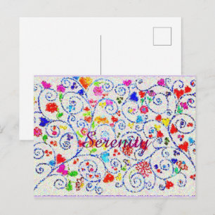 Hand Drawn Colourful Floral Swirl Pattern Postcard