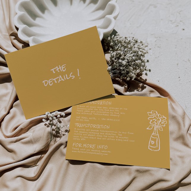 Hand Drawn Colourful Floral Vase Wedding Details  Enclosure Card (Creator Uploaded)