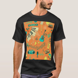 Hand-drawn colourful music pattern T-Shirt