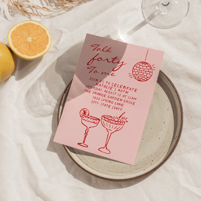 Hand Drawn Colourful Scribble 40th Dinner Birthday Invitation (Creator Uploaded)