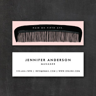 Hand-drawn Comb Pink & Black Hair Stylist   Mini Business Card