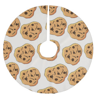 Hand Drawn Cookies Cartoon Pattern Brushed Polyester Tree Skirt