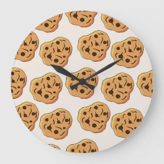 Hand Drawn Cookies Cartoon Pattern Large Clock