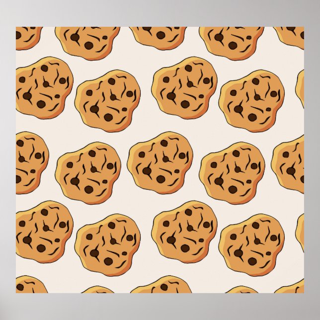 Hand Drawn Cookies Cartoon Pattern Poster (Front)
