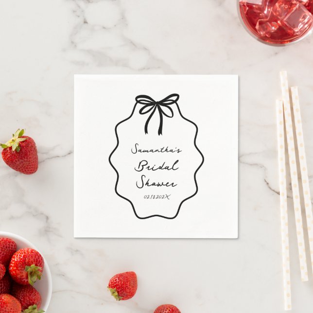 Hand Drawn Coquette Bow Bridal Shower  Napkin (Insitu)