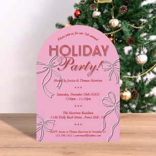 Hand Drawn Coquette Bows Holiday Christmas Party Invitation