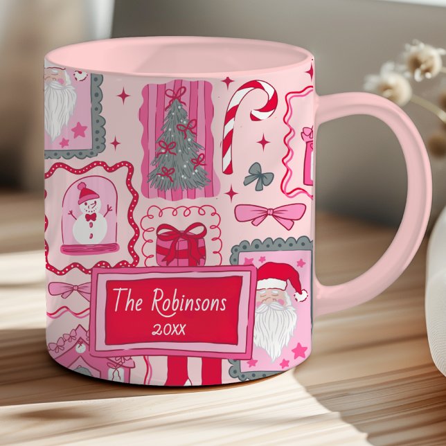 Hand Drawn coquette doodle pink christmas Mug (Creator Uploaded)