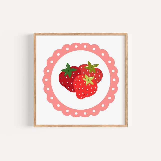 Hand-Drawn Coquette Strawberry Art Print (Creator Uploaded)