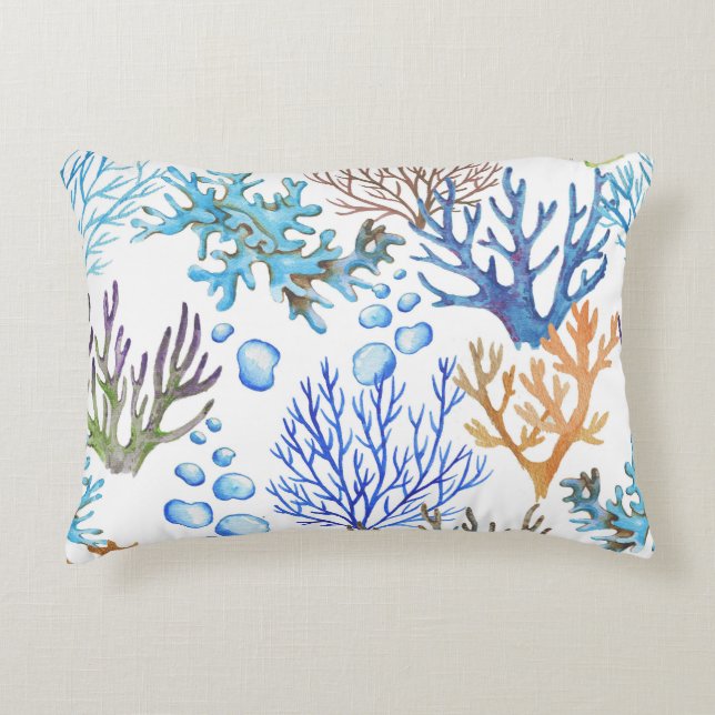 Hand-drawn corals: underwater sea pattern. decorative cushion (Front)
