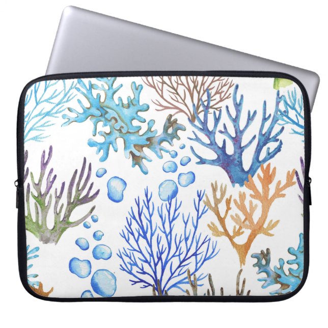 Hand-drawn corals: underwater sea pattern. laptop sleeve (Front)
