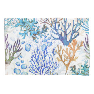 Hand-drawn corals: underwater sea pattern. pillowcase