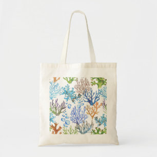 Hand-drawn corals: underwater sea pattern. tote bag