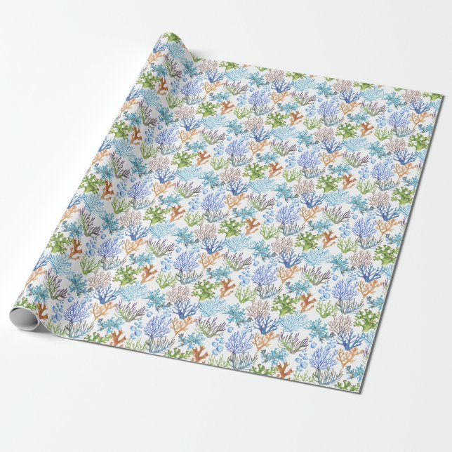 Hand-drawn corals: underwater sea pattern. wrapping paper (Unrolled)