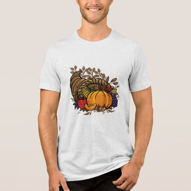 hand drawn cornucopia illustration Thanksgiving Tri-Blend Shirt (Front)