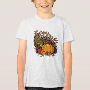 hand drawn cornucopia illustration Thanksgiving Tri-Blend Shirt