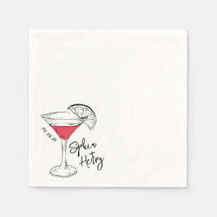 Hand Drawn Cosmopolitan Cocktail Napkin