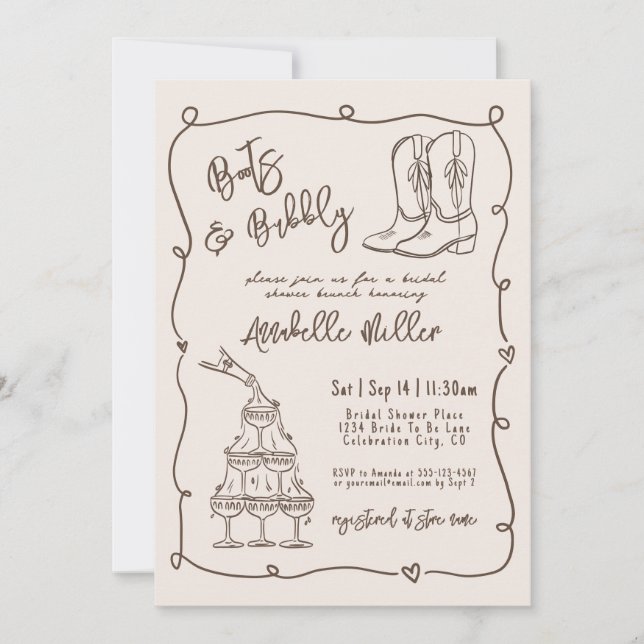 Hand Drawn Country Bridal Shower Invitation (Front)