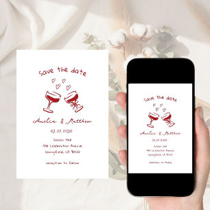 hand drawn Couple Glass Doodle Whimsical Wedding  Invitation