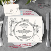 Hand drawn couple Wedding Dinner Menu