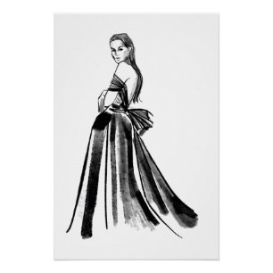 Hand drawn couture fashion Model Poster