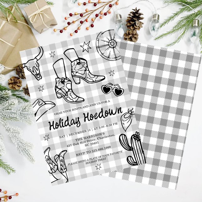 hand drawn Cowboy Boots Holiday Celebration, Invitation (Creator Uploaded)