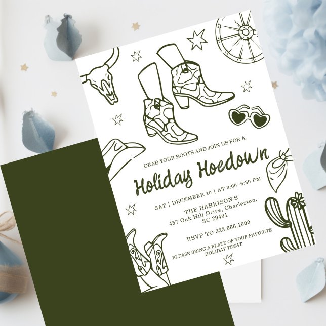 hand drawn Cowboy Boots Holiday Celebration, Invitation (Creator Uploaded)