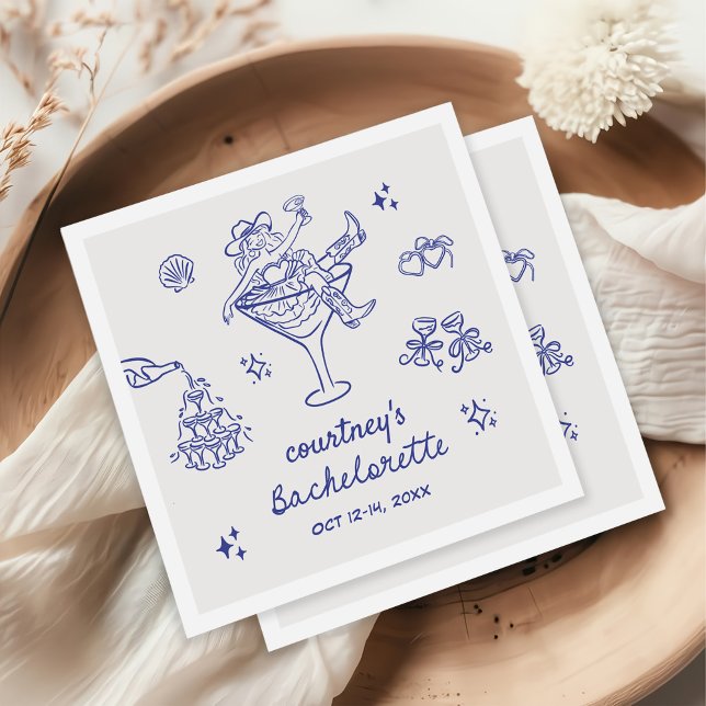 Hand Drawn Cowgirl Bachelorette Weekend Napkin (Creator Uploaded)