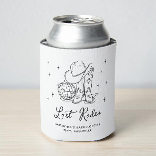 Hand Drawn Cowgirl Last Rodeo Bachelorette Party Can Cooler