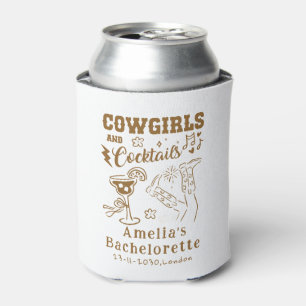 Hand Drawn Cowgirl Western Cocktails Wedding  Can Cooler