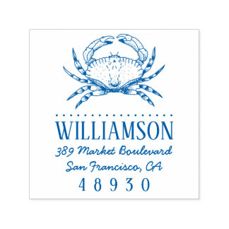 Hand-drawn Crab Nautical Typography Return Address Self-inking Stamp