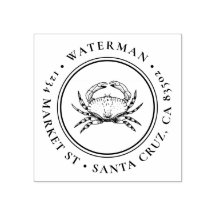 Hand-drawn Crab | Round Nautical Return Address