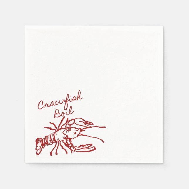Hand Drawn Crawfish Boil party Napkins (Front)